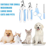 Mudder 4 Pieces Dog Nail Clippers Kit Dog Cat Pets Nail Clippers and Trimmers with Safety Guard to Avoid Over Cutting and Nail File for Large and Small Animals (Blue and White)