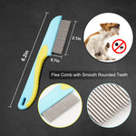 2 Pack Dog Combs, Premium Cat Comb for Removing Tangles, Knots and Floating Hair. Stainless Steel Dog Grooming Tools, Metal Flea Comb, Pet Combs with Rounded Teeth.