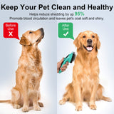 Self cleaning Slicker Brush, shedding and grooming tool for pets, remove loose hair, Fur, Undercoat, Mats, Tangled Hair, knots for large medium small sensitive long or short hair dogs, cats, rabbit Aqua Green
