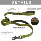 Fida 4 FT Heavy Duty Dog Leash with 2 Comfortable Padded Handles, Traffic Handle & Advanced Easy Snap Hook, Reflective Walking Lead for Large, Medium & Small Breed Dogs, Green 4 Feet (Pack of 1)