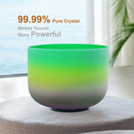 CVNC 8 Inch Rainbow Colored F Note Heart Frosted Quartz Crystal Singing Bowl For Sound Healing and Meditation