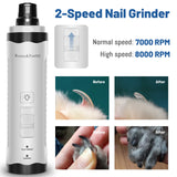 Roses&Poetry Nail Grinder with 2 LED Lighe and 3-Speed Electric Rechargeable Pet Nail Trimmer Painless Paws Grooming & Smoothing for Small Medium Large Dogs & Cats