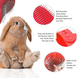 7 Pieces Rabbit Grooming Kit with Rabbit Grooming Brush, Small Pet Nail Clippers and Pet Hair Remover, Pet Shampoo Bath Brush with Adjustable Ring Hand Strap for Small Rabbit, Hamster, Bunny Pink