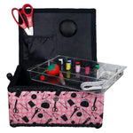 SINGER 07276 Sewing Basket with Sewing Kit Accessories, Pink & Black