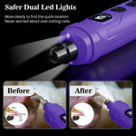BOUSNIC Dog Nail Grinder with 2 LED Light - Super Quiet Pet Nail Grinder Powerful 2-Speed Electric Dog Nail Trimmer File Toenail Grinder for Puppy Small Medium Large Breed Dogs & Cats (Purple) Purple