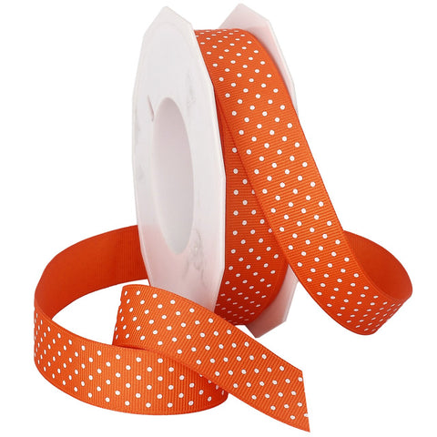 Morex Swiss Dot Polyester Grosgrain Ribbon, 7/8-Inch by 20-Yard Spool, Pumpkin 7/8-In x 20-Yd