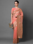 AKHILAM Women's Silk Cotton Woven Design Saree With Unstitched Blouse Piece