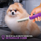 Detangling Pet Comb with Long & Short Stainless Steel Teeth for Removing Matted Fur, Knots & Tangles – Detangler Tool Accessories for Safe & Gentle DIY Dog & Cat Grooming (Grooming Comb) Type A