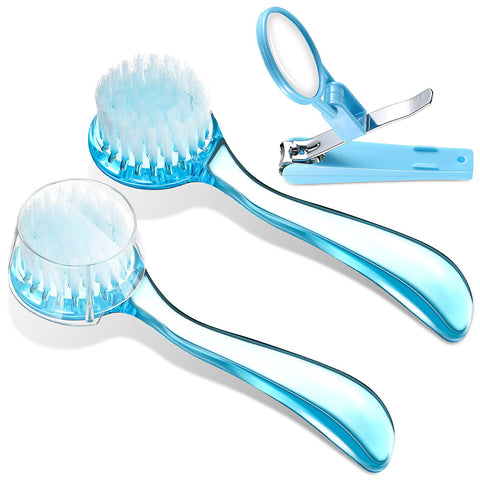 2 Pieces Hedgehog Bathing Brush with Nail Toenail Clipper with Magnifier Round Head Cleaning Bath Brush Nail Clipper Trimmer for Pet Hamster Small Animal