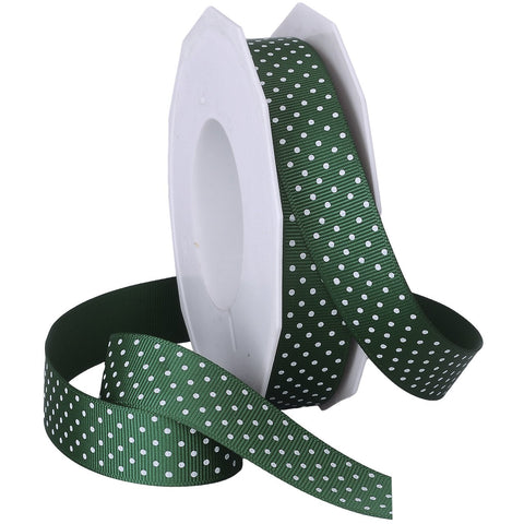 Morex Swiss Dot Polyester Grosgrain Ribbon, 7/8-Inch by 20-Yard Spool, Hunter 7/8-In x 20-Yd