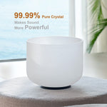 CVNC 8" B Note Crown Chakra Frosted Quartz Crystal Singing Bowl Free mallet & O-ring Sound Healing Instrument 8 Inch