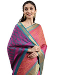 Pandadi Saree Women's Cotton Silk Saree With Blouse Piece