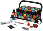 SINGER 07272 Polka Dot Small Sewing Basket with Sewing Kit Accessories 1-Pack