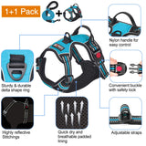 tobeDRI No Pull Dog Harness Adjustable Reflective Oxford Easy Control Medium Large Dog Harness with A Free Heavy Duty 5ft Dog Leash (L (Neck: 18"-25.5", Chest: 24.5"-33"), Blue Harness+Leash)