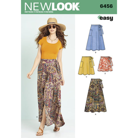 New Look Patterns Misses' Easy Wrap Skirts in Four Lengths A (6-8-10-12-14-16-18) 6456
