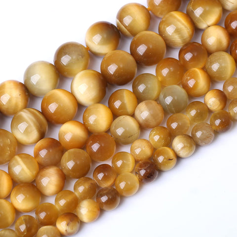 60PCS 6MM AAA Honey Gold Tiger Eye Stone Beads Natural Gemstone Bead Crystal Healing Energy Jewelry Making DIY 15 inches