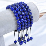 Massive Beads Natural Healing Power Gemstone Crystal Beads Unisex Adjustable Macrame Bracelets 8mm Lapis