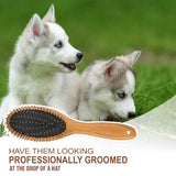 KylePet Dog Brush, Double Sided Pet Slicker Brush with Bamboo Handle for Dogs and Cats Long Hair Pets Grooming Comb for Removing Shedding, Tangles and Dead Undercoat Dog brush-01