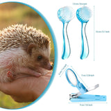 2 Pieces Hedgehog Bathing Brush with Nail Toenail Clipper with Magnifier Round Head Cleaning Bath Brush Nail Clipper Trimmer for Pet Hamster Small Animal
