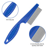 BENSEAO Flea Comb for Cats Dog Comb Lice Comb Metal Teeth Durable Tear Stain Dog Combs Remove Float Hair Combing Tangled Hair Dandruff Pet Comb Grooming Set 3 Pieces Add Storage Pouch (Blue) Blue