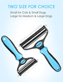 MalsiPree Pet Grooming Brush, 2 in 1 Deshedding Tool & Undercoat Rake Dematting Comb for Mats & Tangles Removing, Reduces Shedding up to 95%, Great for Short to Long Hair of Medium Large Dogs L Blue