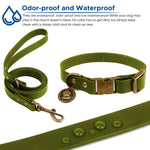 Wisedog Dog Collar and Leash Set Combo: Adjustable Durable Pet Collars with Dog Leashes for Small Medium Large Dogs,Includes One Bonus of Poop Bag Holder (M, Sand Color) M(Collar:12"-18";Leash:5 ft)