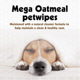 Petkin Mega PetWipes, 200 Wipes - Oatmeal Pet Wipes for Dogs and Cats, Use on Face, Paws, Ears, Body and Eye Area - Ideal for Home or Travel