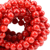 100Pcs Natural Crystal Beads Stone Gemstone Round Loose Energy Healing Beads with Free Crystal Stretch Cord for Jewelry Making (Red Coral, 8MM) Red Coral