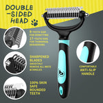 Bonve Pet Brush Dog Brush - Double Sided Undercoat Rake for Dogs and Cats, Safe and Gently Dog Brush for Shedding and Dematting, Shedding Comb for Mats & Pet Dematting Tool for Grooming-Blue Blue