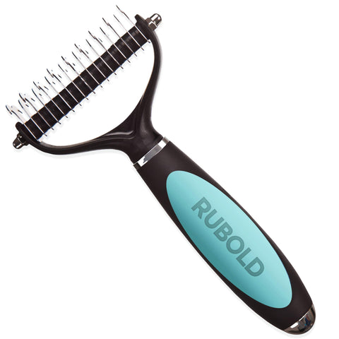 RUBOLD Dematting Tool for Dogs - Pet Safe Dematting Comb for Dogs - Cat and Dog Brush for Matted Hair - Undercoat Grooming Rake for Every Medium and Long Hair Dog and Other Pet