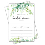 Bridal Shower Invitation Cards with Envelopes - Greenery, Eucalyptus Fill in The Blank Bridal Shower Cards, For Weddings, Engagement, Party and Receptions Supplies, 25 Invites With Envelopes - 002