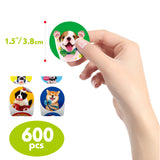 600 Animal Stickers, Adorable Round Animal Encouraging Stickers in 16 Designs Teacher Reward Motivational Sticker with Perforated Line (Each Measures 1.5" in Diameter) Style5