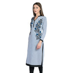 REBECCA Women's Winter Wear Regular Fit Designer Woolen Latest Full Sleeve Mandarin Collar Straight Kurti with Two Side Pockets L Raven
