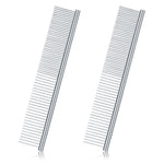 2 Pieces Macrame Comb Macrame Brush Macrame Fringe Comb Dog Stainless Steel Metal Combs Macrame Tassel Brush Supplies For Macrame Fringe Cord Pet Dog Cat Grooming Comb (Silver) Silver