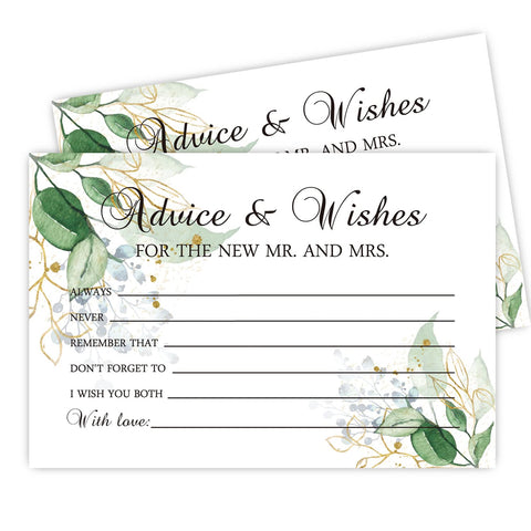 50 Advice and Wishes for The New Mr and Mrs, Bride and Groom Weddings, Bridal Showers, Marriage Advice Cards(4" x 6")