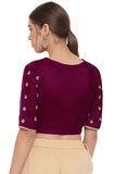 Janasya Women's Purple Velvet Stitched Blouse