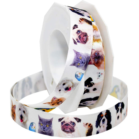 Morex Ribbon Precious Pets - All Animals Ribbon, 7/8 inch by 20 yards, White White, All Animals 7/8" X 20 YD