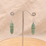 Natural Aventurine Wire Wrapped Point Crystal Earrings for Women Reiki Energy Healing Natural Aventurine