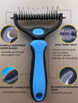 Thstheaven Pet Grooming Brush & Nail Clippers Trimmers - Double Sided Shedding and Dematting Undercoat Rake Comb for Dogs and Cats - Safe Dematting Comb for Easy Mats & Tangles Removing (Blue), Large Blue