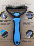 Thstheaven Pet Grooming Brush & Nail Clippers Trimmers - Double Sided Shedding and Dematting Undercoat Rake Comb for Dogs and Cats - Safe Dematting Comb for Easy Mats & Tangles Removing (Blue), Large Blue