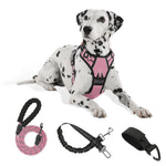FURRYFECTION No Pull Dog Harness, Reflective Vest Harness with Leash No Choke Soft Padded Dog Vest, Adjustable Front Lead Dog Harnesses with Dog Seat Belt for Small Medium Large Dogs, Pink, M