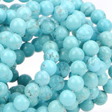 100Pcs Natural Crystal Beads Stone Gemstone Round Loose Energy Healing Beads with Free Crystal Stretch Cord for Jewelry Making (Turquoise, 6MM) Turquoise