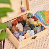 AOOVOO 31Pcs Crystals and Healing Stone Collection, 21 Real Healing Chakra Stones, Selenite Stick, Amethyst Necklace, Rose Quartz, Wooden Box + Guide, Gift for Beginner, Collection, Meditation, Yoga 31pcs Crystals Set