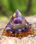 WEIENSC Orgone Pyramid - Healing Crystals Pyramid and Healing Stones, Crystal Stone Energy Generator for Yoga Reiki Meditaion Blanacing Chakra 1#tree of Life - Amethyst
