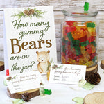 Guess How Many Gummy Bears Woodland Baby Shower Game (Sign with Cards) Sign with Cards
