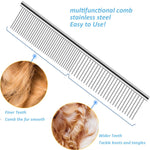 Pet Combs for Dog and Cat, Stainless Steel Grooming Comb with Different Spaced Teeth.