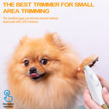 LEYOUFU Dog Paw Trimmer with Light Rechargeable Dog Hair Trimmer for Pet Paw Eye Face Rump Small Dog Grooming Clippers Trimming Low Noise Silent Dog Clippers Efficient Pet Grooming Tools