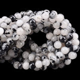 80Pcs Natural Crystal Beads Stone Gemstone Round Loose Energy Healing Beads with Free Crystal Stretch Cord for Jewelry Making (Tourmaline Quartz, 10mm) Tourmaline Quartz