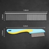 2 Pack Dog Combs, Premium Cat Comb for Removing Tangles, Knots and Floating Hair. Stainless Steel Dog Grooming Tools, Metal Flea Comb, Pet Combs with Rounded Teeth.