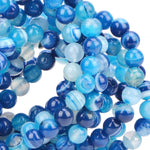 100Pcs Natural Crystal Beads Stone Gemstone Round Loose Energy Healing Beads with Free Crystal Stretch Cord for Jewelry Making (Blue Agate, 8MM) Blue Agate